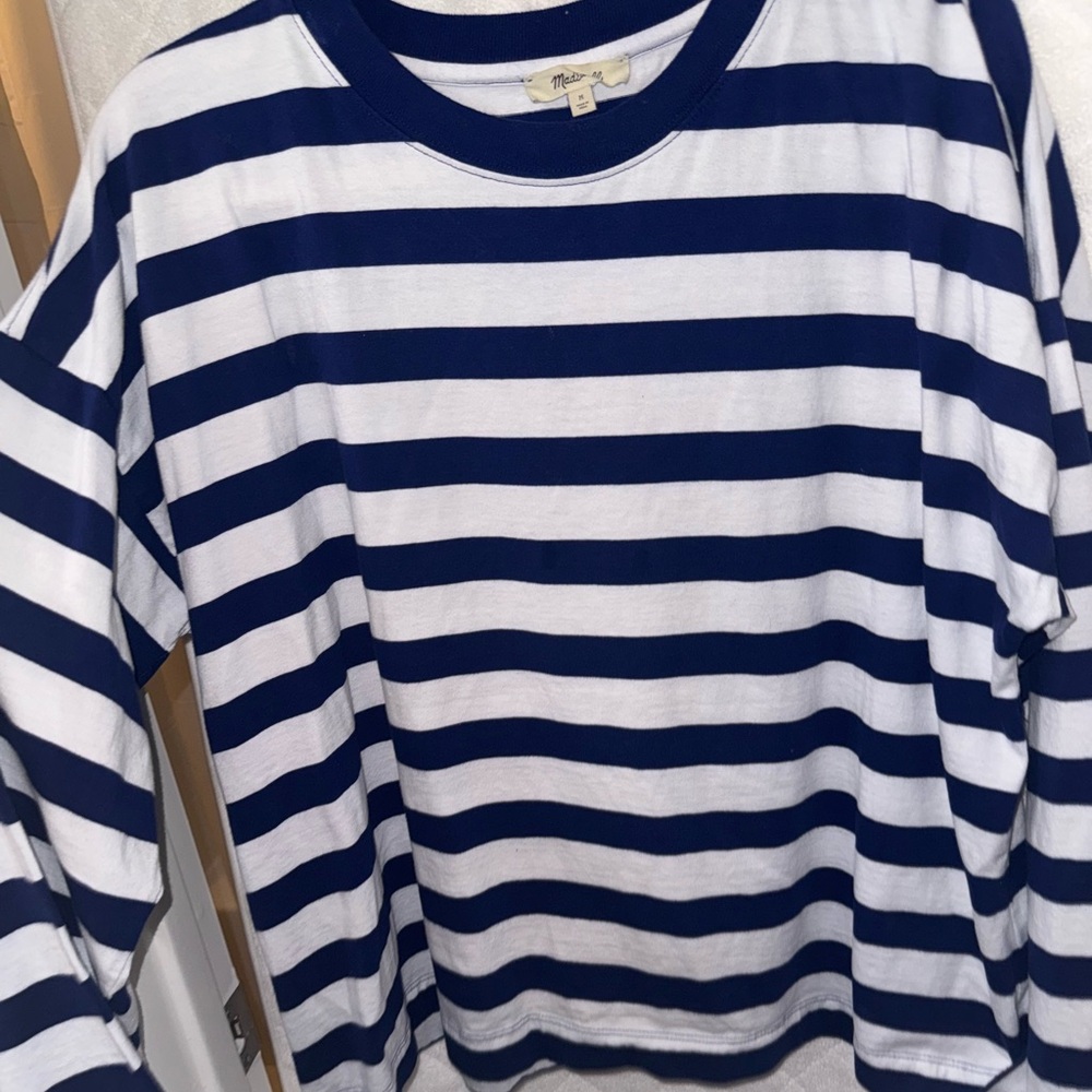 Madewell Navy and White Striped Tee